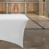 Lofaris White Fitted Spandex Rectangle Banquet Table Cover